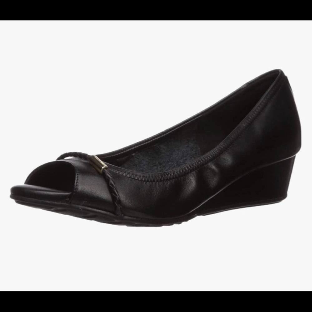 Cole Haan Emory Open Toe Wedge Size 6B Black